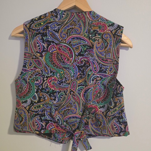 Koret Petites Paisley Print Sleeveless Button Front Vest Size 4P - Picture 7 of 7